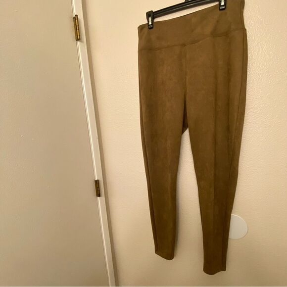 Assets Spanx pull on light brown faux suede shaping leggings  plus size 1X - Picture 2 of 13